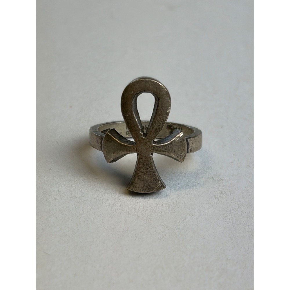 Vintage Mexico Eagle 3 RCI Ankh Ring 4.5 Silver Sterling 925 Egyptian Cross